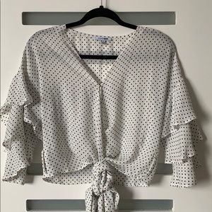 Fashion Nova “Kristina Polka Dot” Tiered Wrap Top